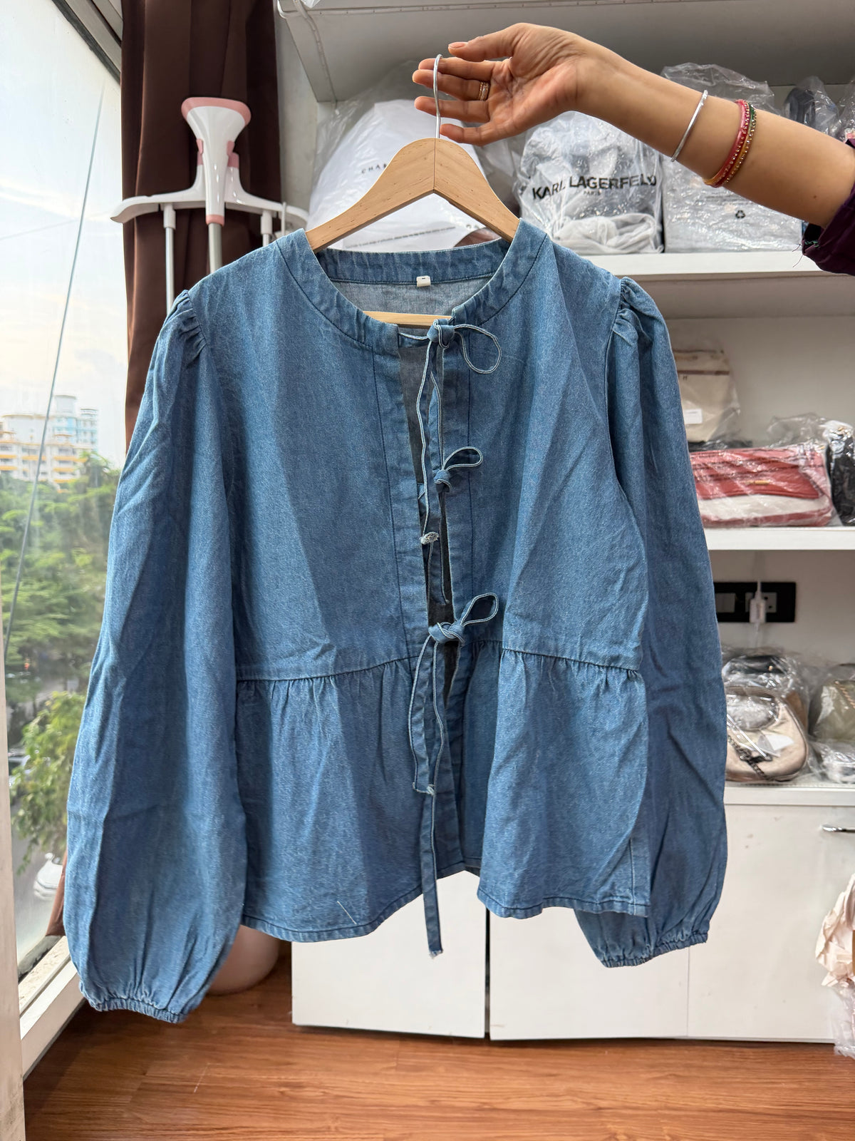 JOHN LEWIS DENIM BOW TIE TOP
