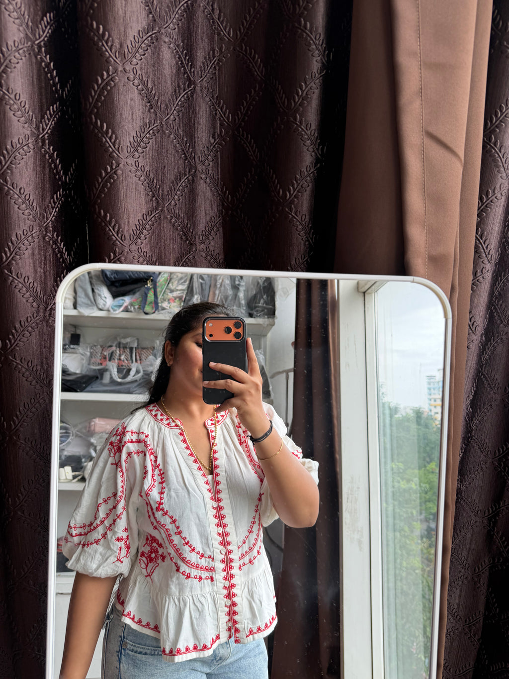 PROMOD EMBROIDERED TOP