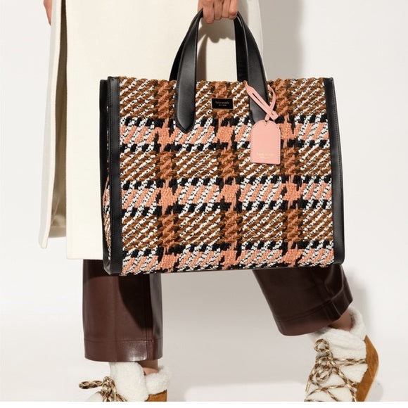 KATE SPADE Manhattan Plaid Large Tote Bag