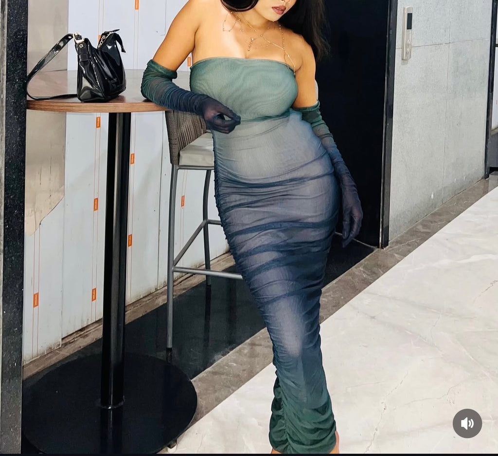 Tube dress with gloves