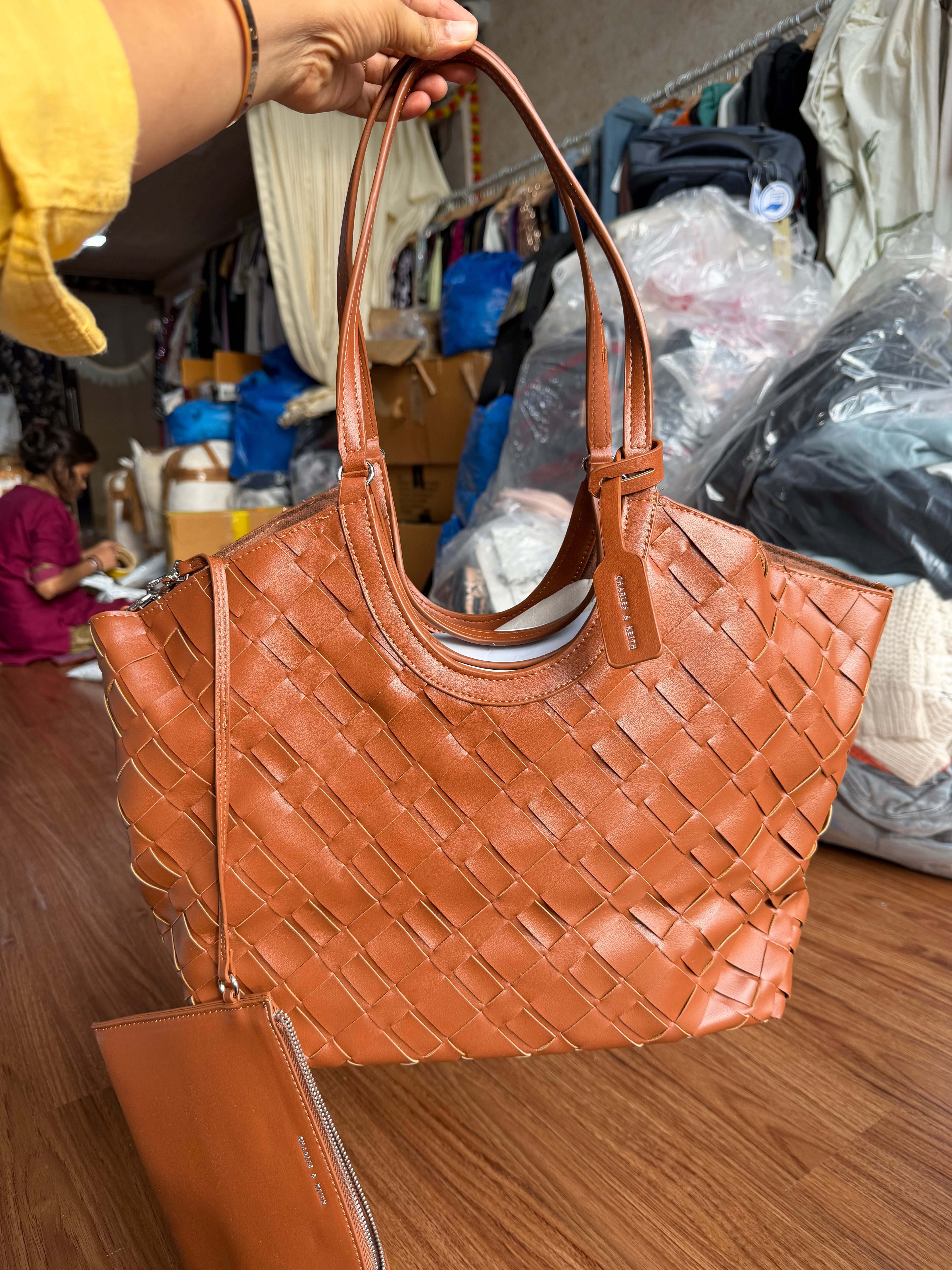 CHARLES AND KEITH IVETTE WOVEN TOTE