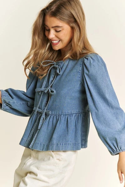 JOHN LEWIS DENIM BOW TIE TOP