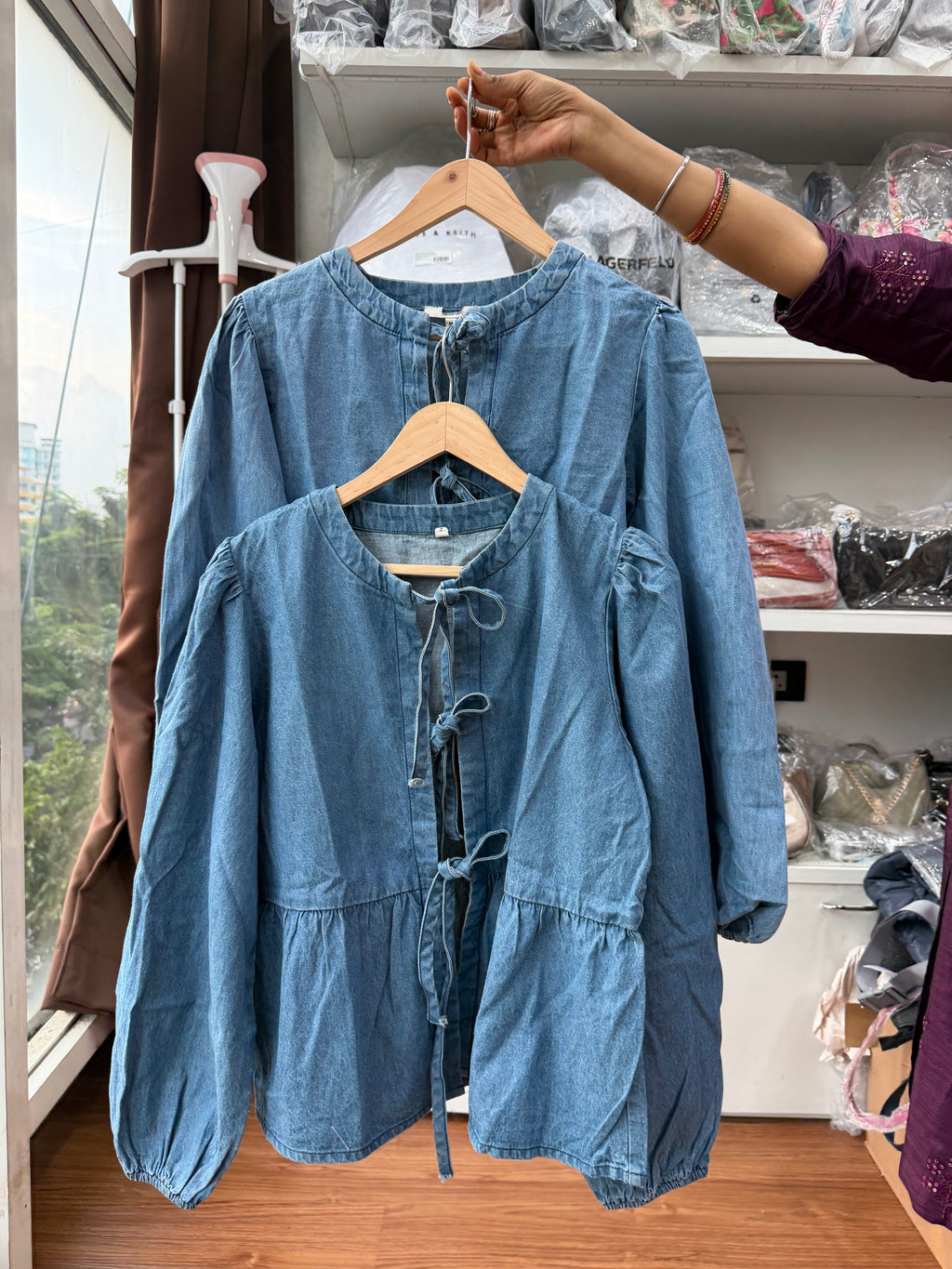 JOHN LEWIS DENIM BOW TIE TOP