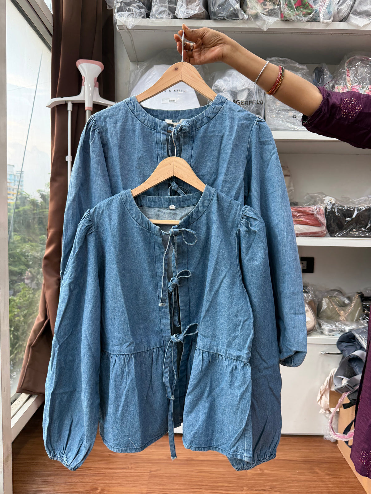 JOHN LEWIS DENIM BOW TIE TOP