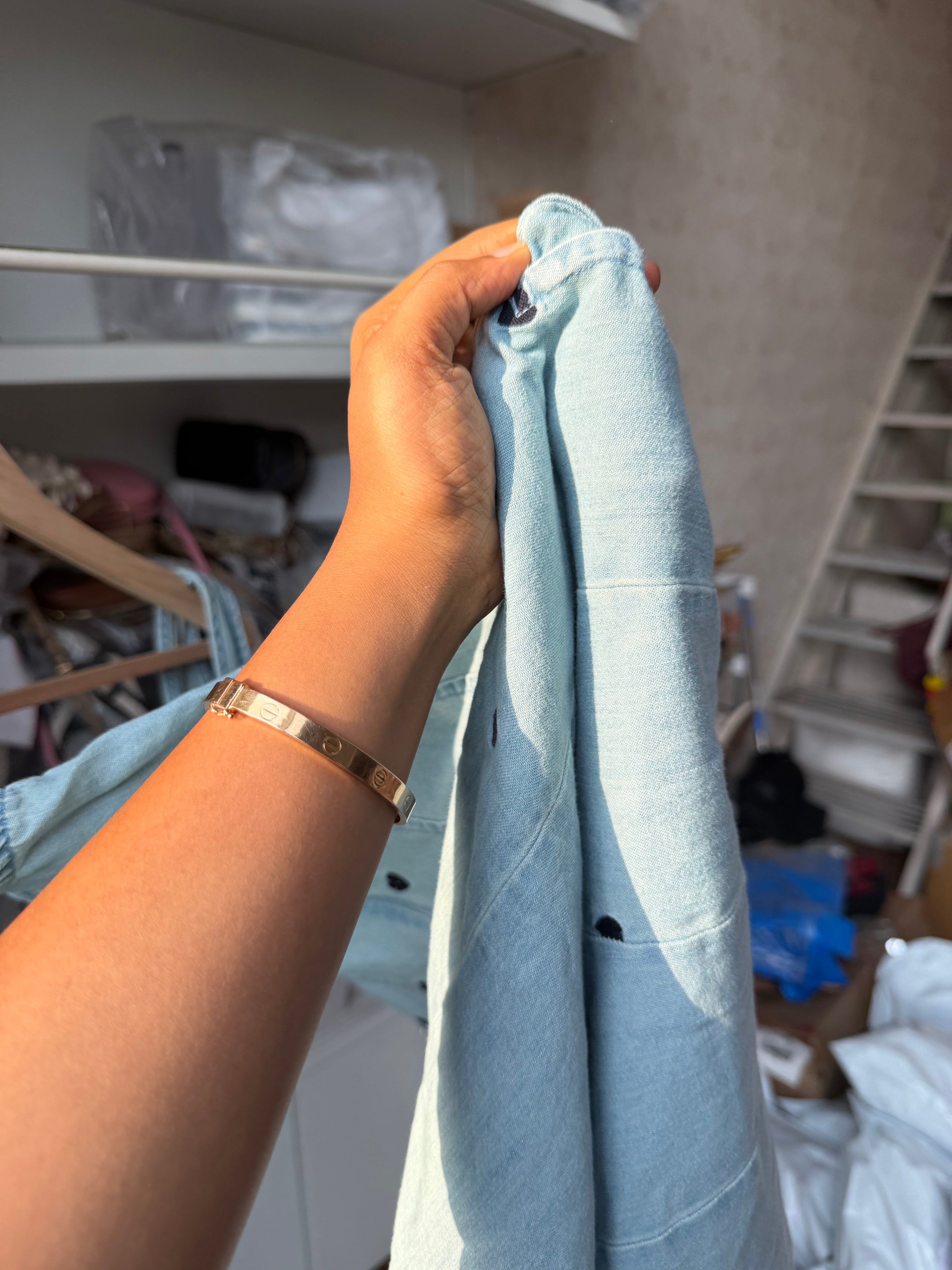 HEART EMBROIDERY DENIM DRESS