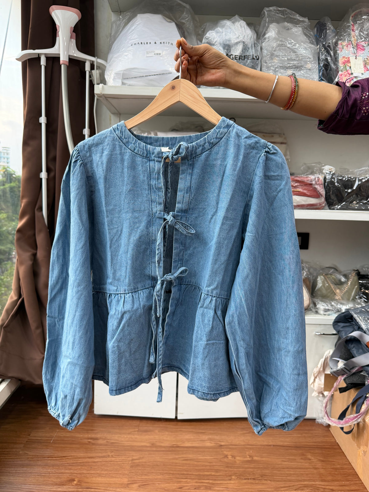 JOHN LEWIS DENIM BOW TIE TOP