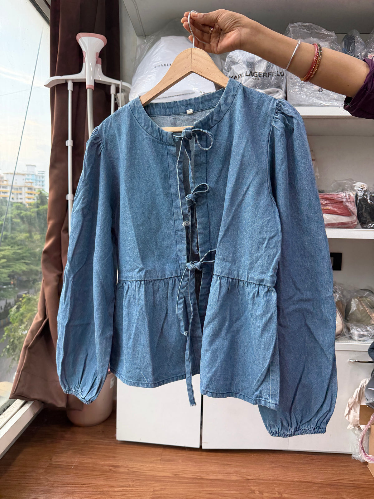 JOHN LEWIS DENIM BOW TIE TOP