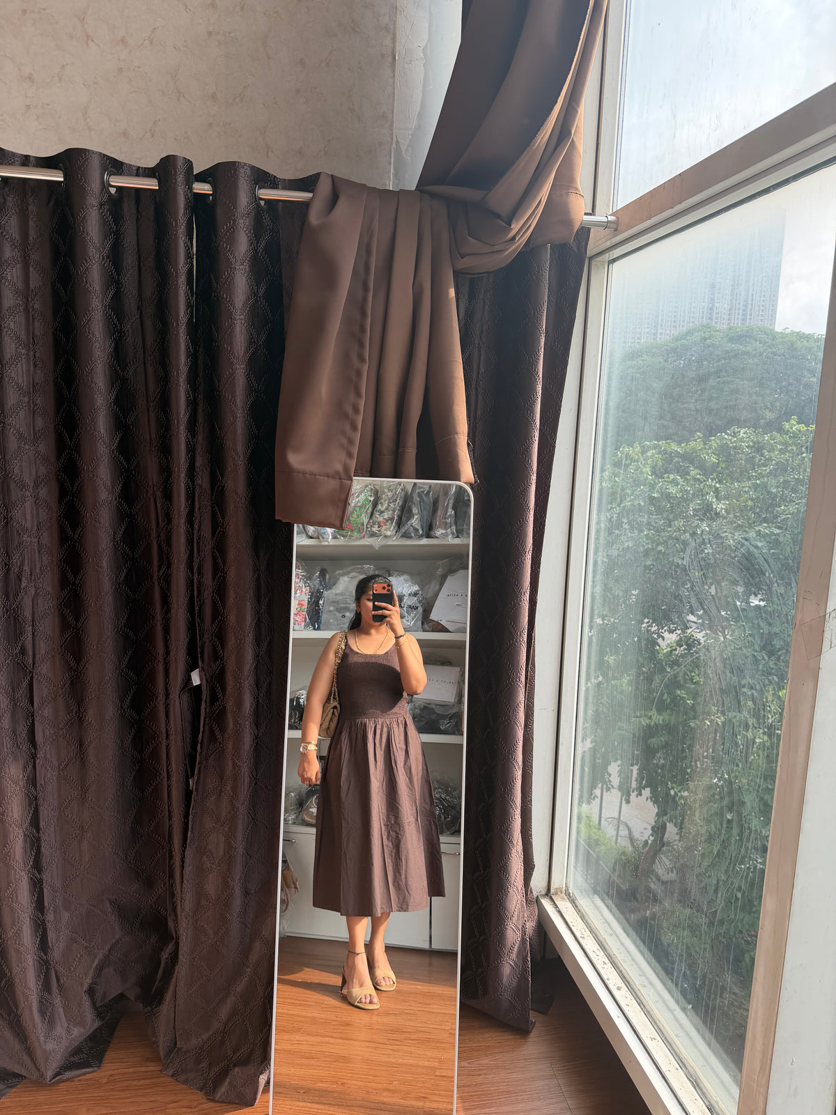 AMELIA SMOKEY BROWN DRESS