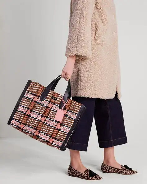 KATE SPADE Manhattan Plaid Large Tote Bag
