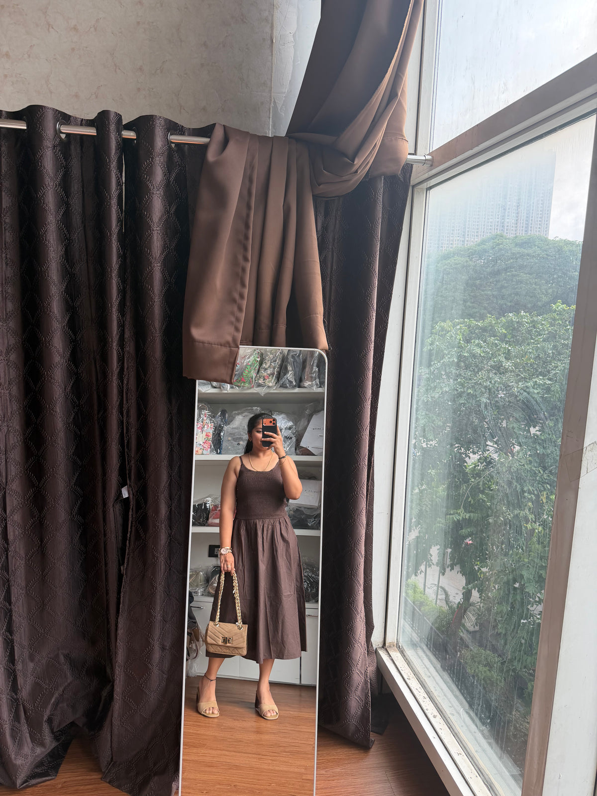 AMELIA SMOKEY BROWN DRESS