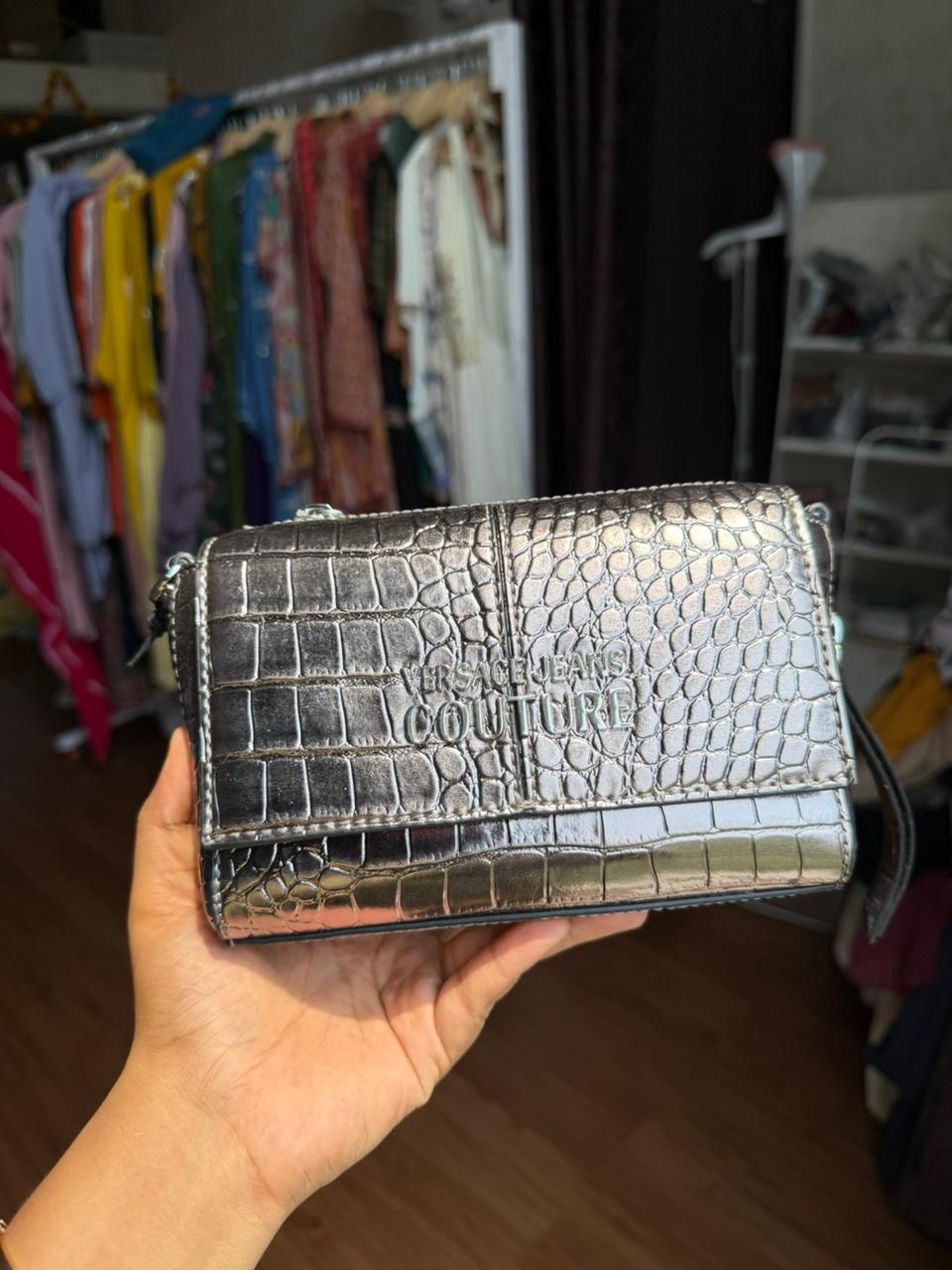 Versace Jeans Couture Crocodile-Effect Shoulder Bag - ShopStyle