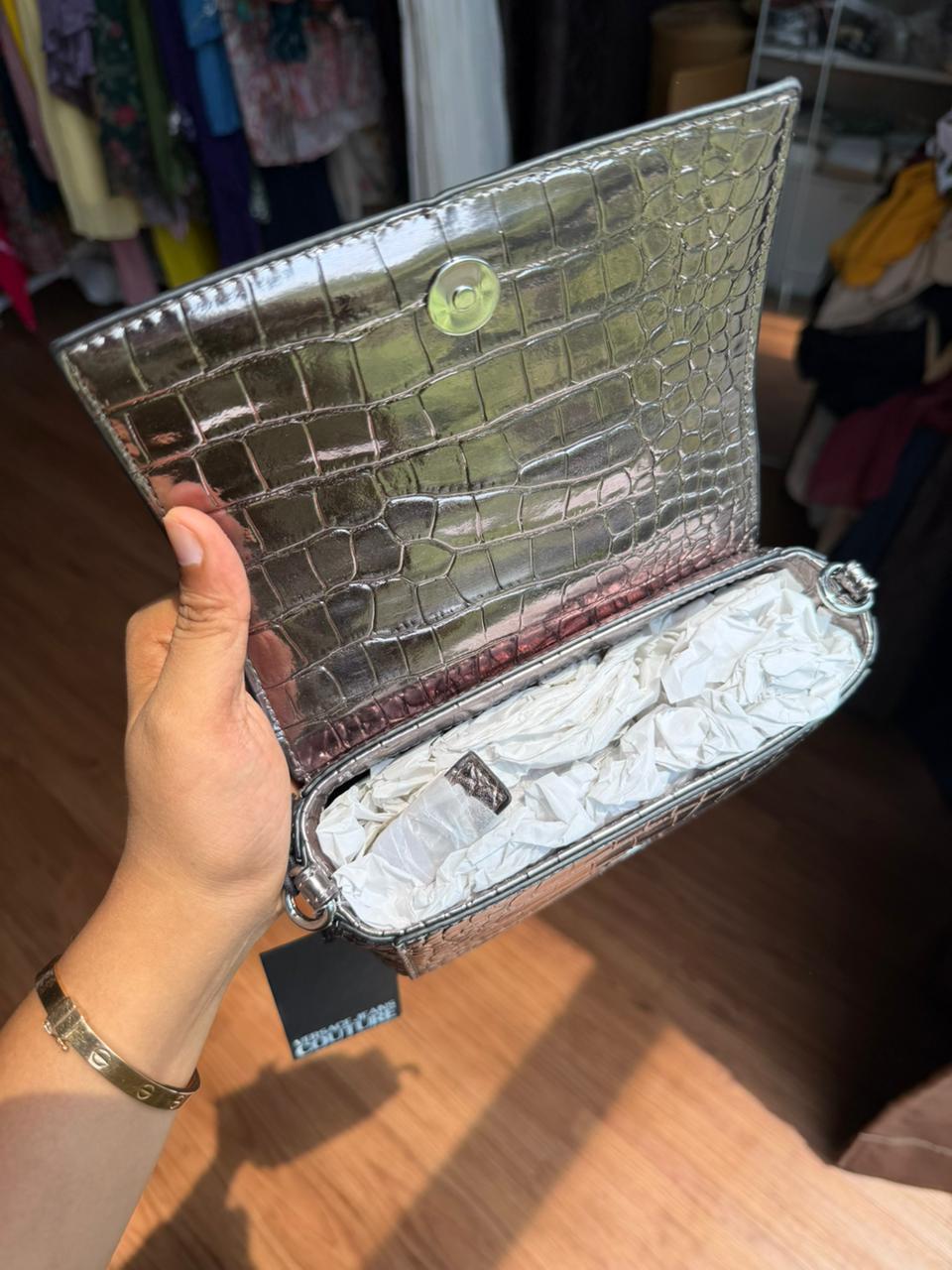 Versace Jeans Couture Crocodile-Effect Shoulder Bag - ShopStyle