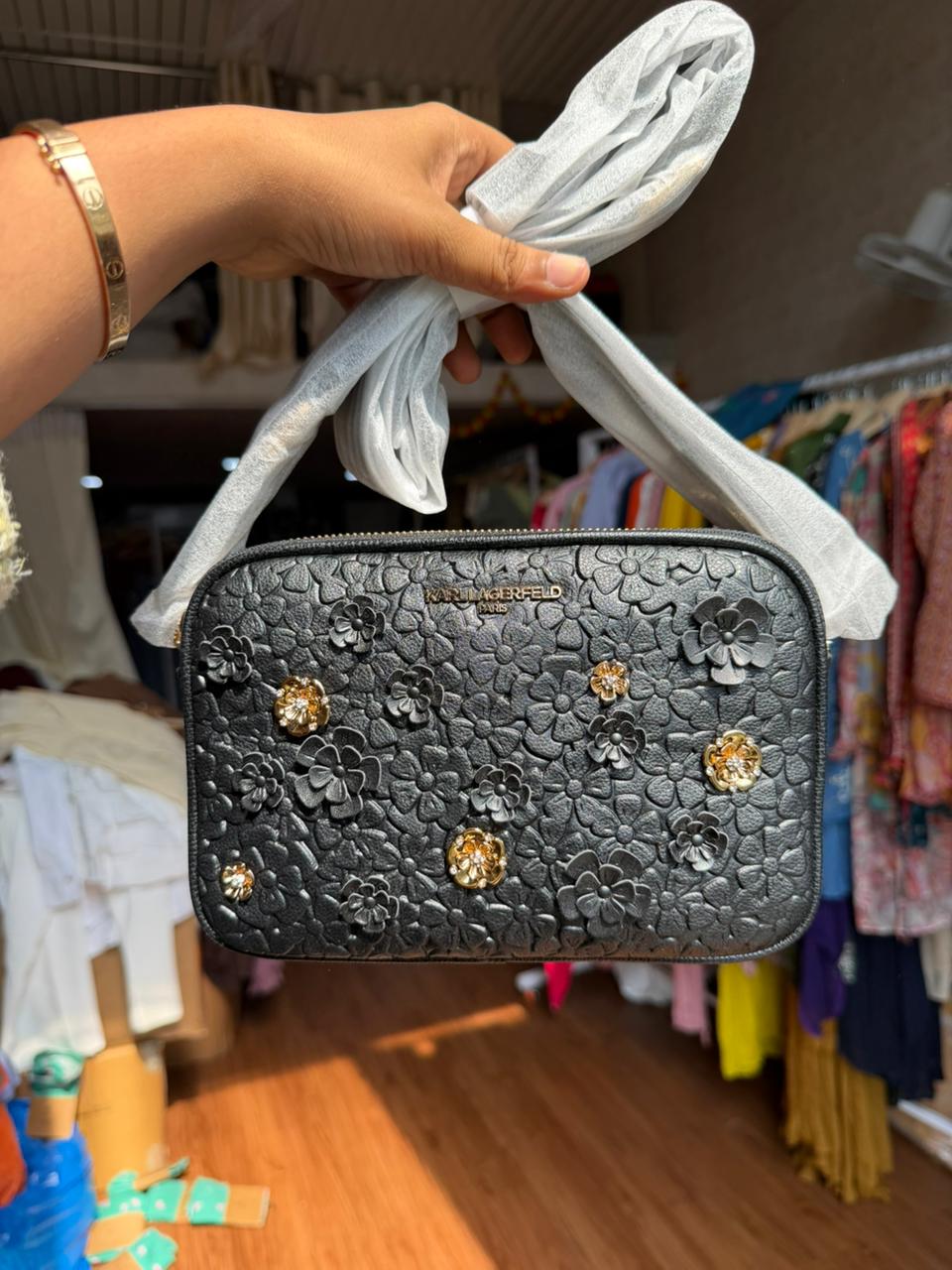 KARL LAGERFELD Women's Maybelle Crossbody With Flower Embellishments