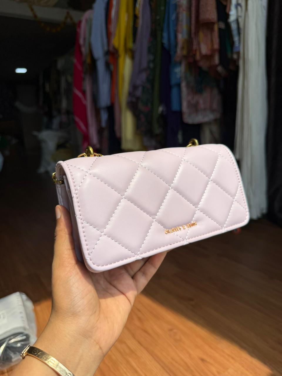CHARLES & KEITH Soft Pink Paffuto Extra Small Shoulder Bag