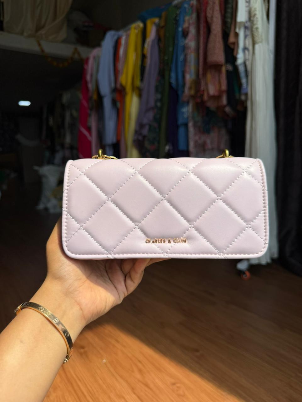 CHARLES & KEITH Soft Pink Paffuto Extra Small Shoulder Bag