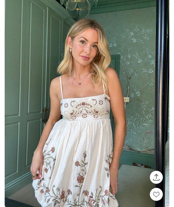 Zara linen embroidery dress