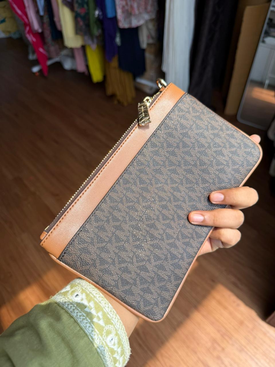 Michael Kors Logo Monogram Zip Wallet
