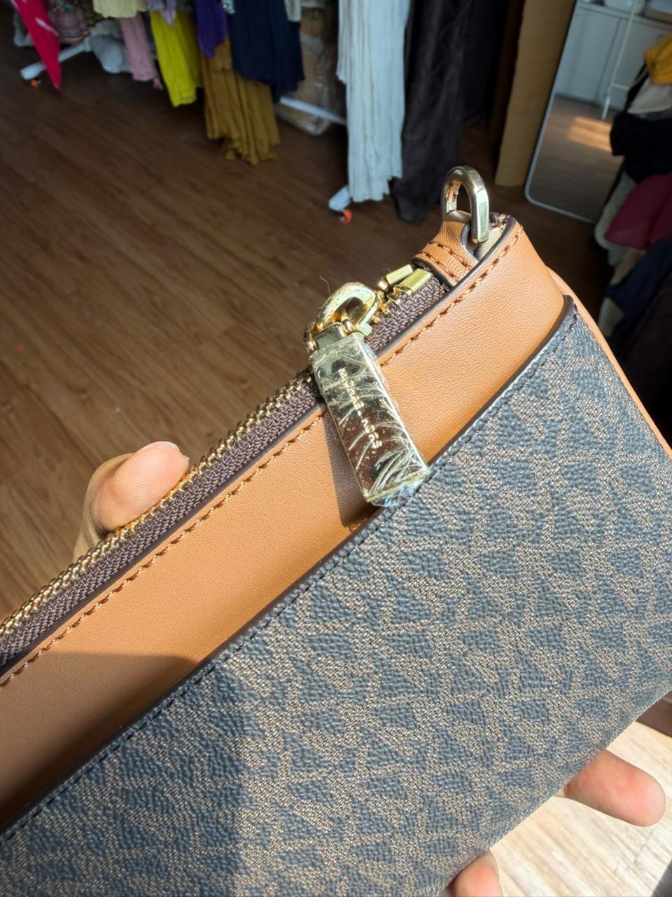 Michael Kors Logo Monogram Zip Wallet